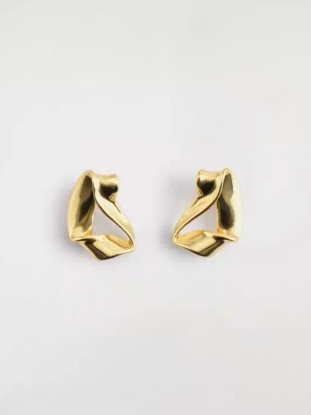 NWT COS Twisted Ribbon Stud Earrings Gold